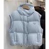 Winter Style Short Color Blue Detachable Sleeve Cotton Jacket With Bread Design For Women