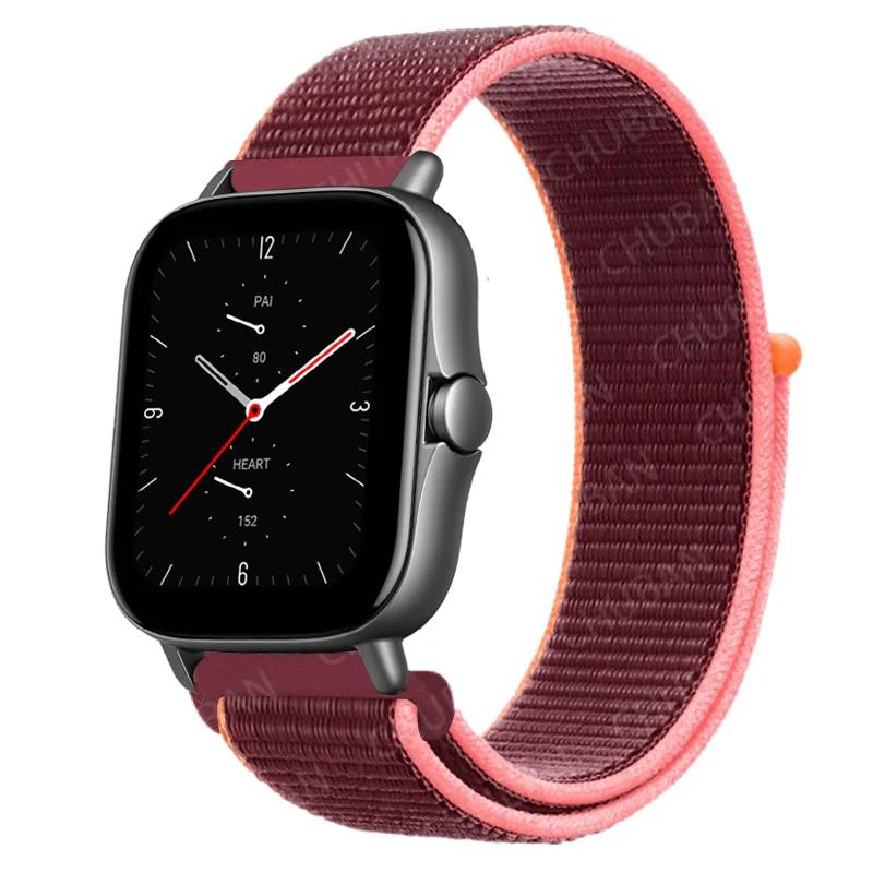 20mm/22mm Nylon Loop watch band For Amazfit GTS/4/2e/3/GTS2 Mini/GTR 4/3 pro/47mm/GTR2/2e/stratos Bracelet Amazfit bip-u strap