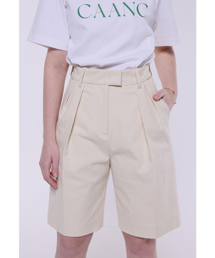 Kankeu Hidden Band Cotton Bermuda Shorts - Cream