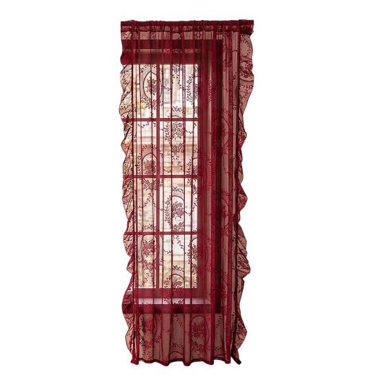 Volantvorhänge, Französischer Pastorale Spitzen-Gardine, Lichtfilternde Fenstergardine, 2-in-1 Doppelnutzung Kurzer Vorhang für Wohnzimmer Schlafzimmer Balkon Erker
