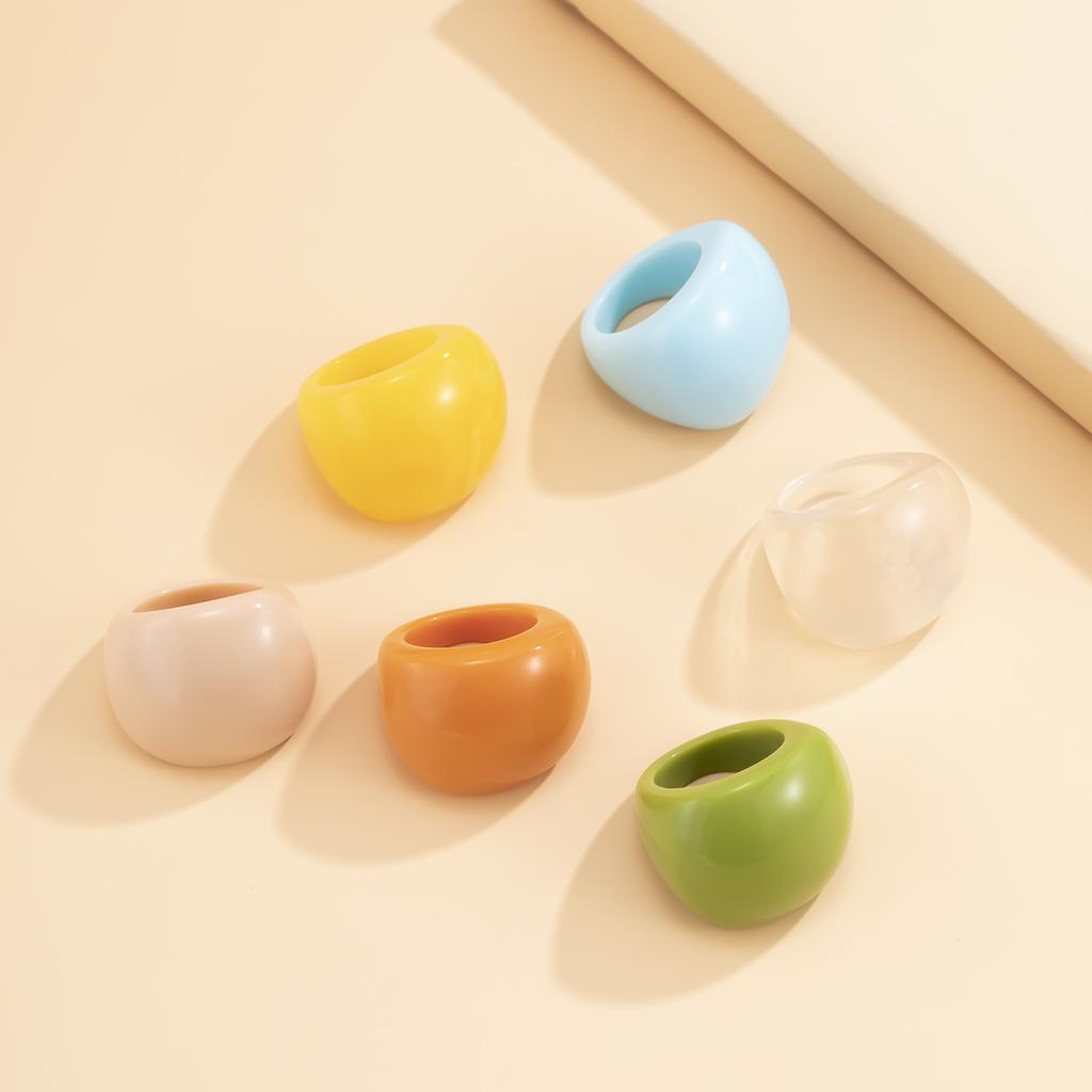 Ingemark 6 Colors Trendy Simple Irregular Acrylic Rings Women Vintage Colorful Resin Knuckle Rings New Year Aesthetics Jewelry