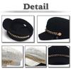 Marine Cap Tweed Newsboy Cap Black White Hat for Going Out Travel CZ308 [White Fang] Women's (White)