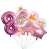 1set Pink Crown Dinosaur Foil Balloons 32 Inch Number Helium Balloon Baby Girl Children‘s Birthday Party Decorations Kids
