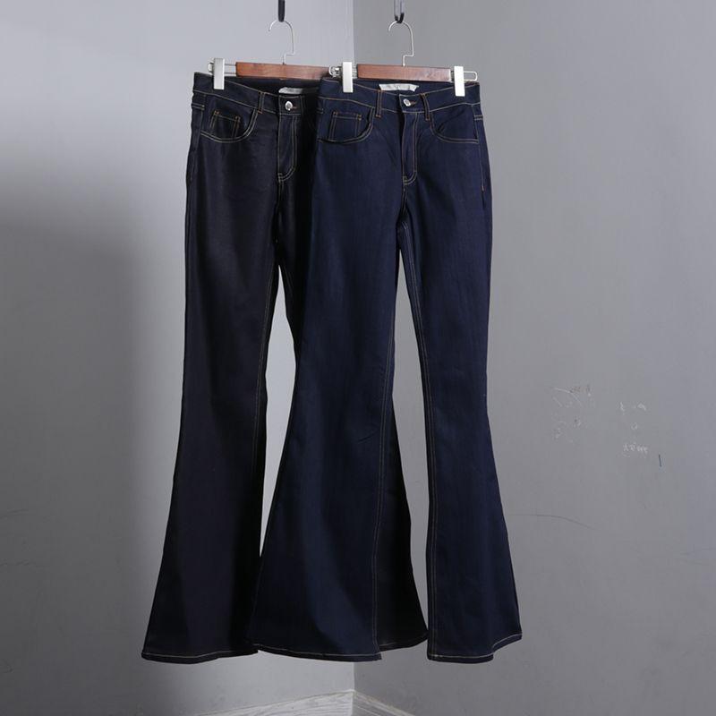 

Washed High Waist Skinny Slimming Slightly Flared Jeans BLUE BLACK 32