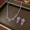 European Style Purple Petals Zircon Necklace and Earrings Set
