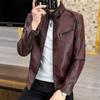 Herbst und Winter Neue Herren Lederjacke mit Plüsch-Trend und modischer Slim Fit Jugendtrend PU Lederjacke Herrenmantel
