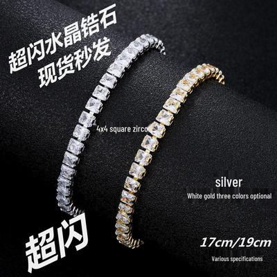 JD Full Diamond Zircon Tennis Bracelet: Women's Light Luxury Electroplated High-End Beaded Bangle