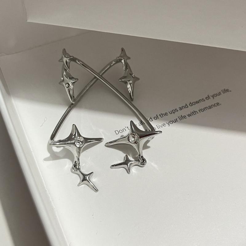 Punk Star Earrings No Piercing rhinestones Star Ear Cuffs Climber Earrings Party Jewelry Ear Clip for Women Girls