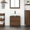 VidaXL Meuble salle de bain lavabo tiroirs chêne marron 60x34,5x60 cm, meuble vasque de toilette, meuble de rangement de 861886