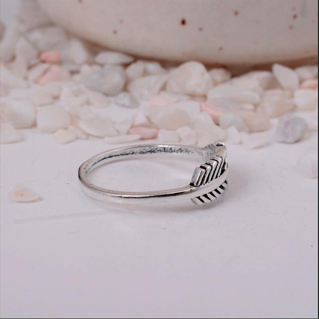 Feather Silver Plated Band Ring | Detailed Leaf Brass Biker Jewelry | Nature Inspired Gift for Him/Her