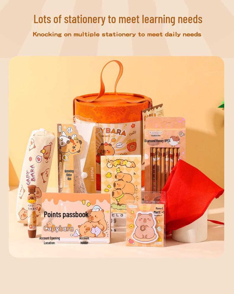 Cute Capybara Stationery Set - Luxury Souvenir & New Year Gift for Primary Students