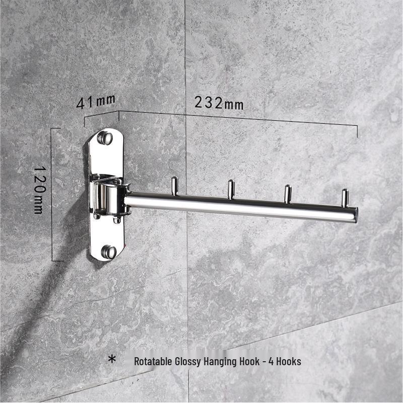 Wall-Mounted Stainless Steel Swing Hook: Coat, Hat, and Folding Clothes Drying Rack