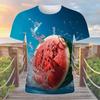 Letné voľnočasové 3D zábavné ovocné vzory tlačené tričko s krátkym rukávom módny trend personalizovaný okrúhly výstrih pánske tričká