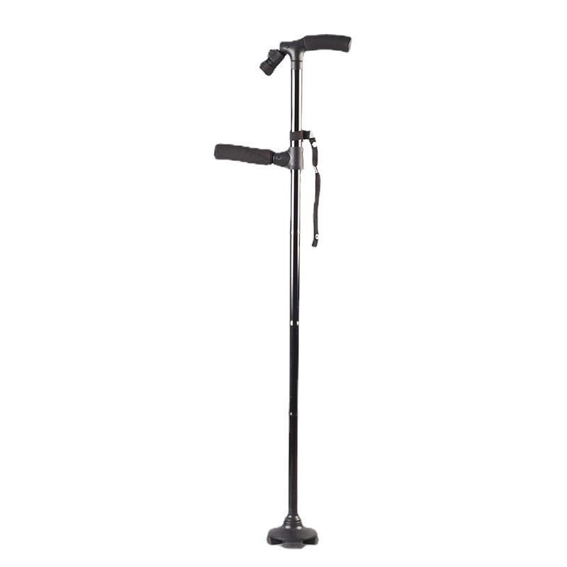 Telescopic Folding Cane with Light, Four-Legged Design, Dual Handles, Aluminum Alloy Walker for Elderly