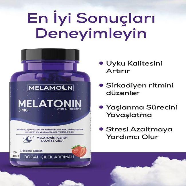 120 Tablets Supplementary Food Containing Natural Melatonin and Theanine 3 Mg - Better Quality and Stress-Free Sleep