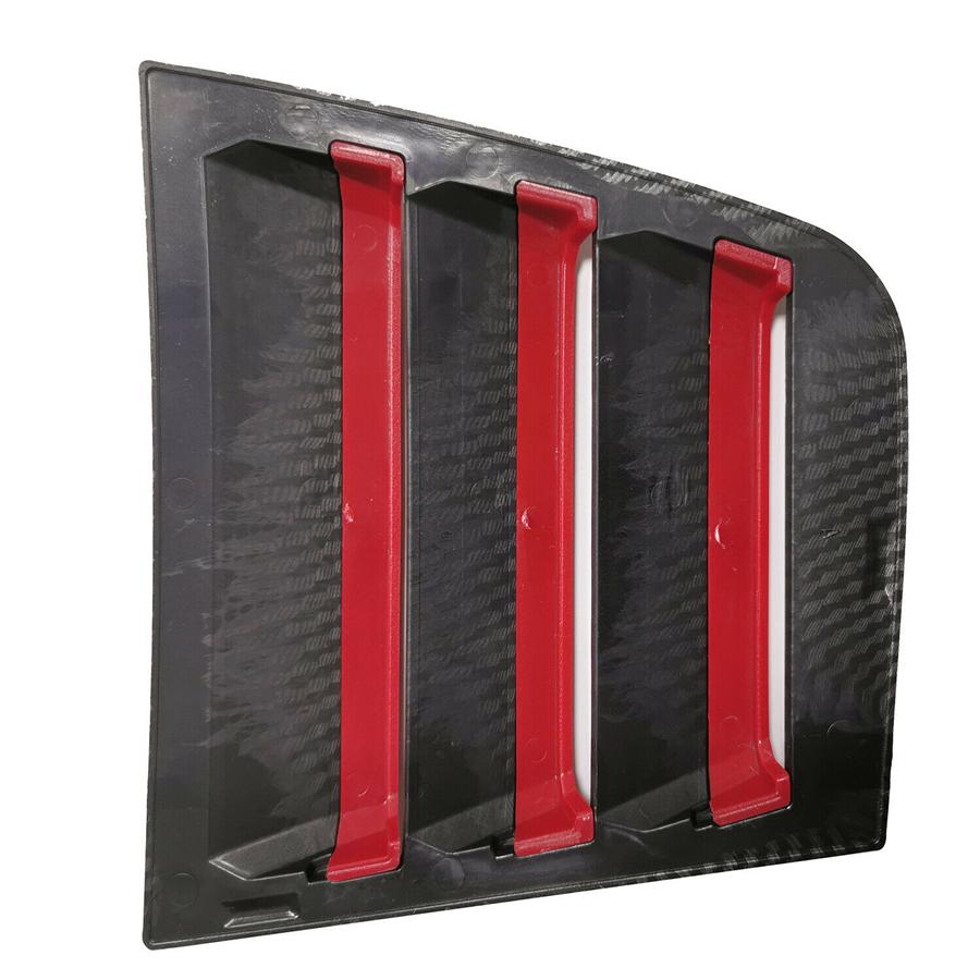 2x Carbon Look w/Red Trim Rear Side Window Louver Cover  For 11-21 Dodge Charger