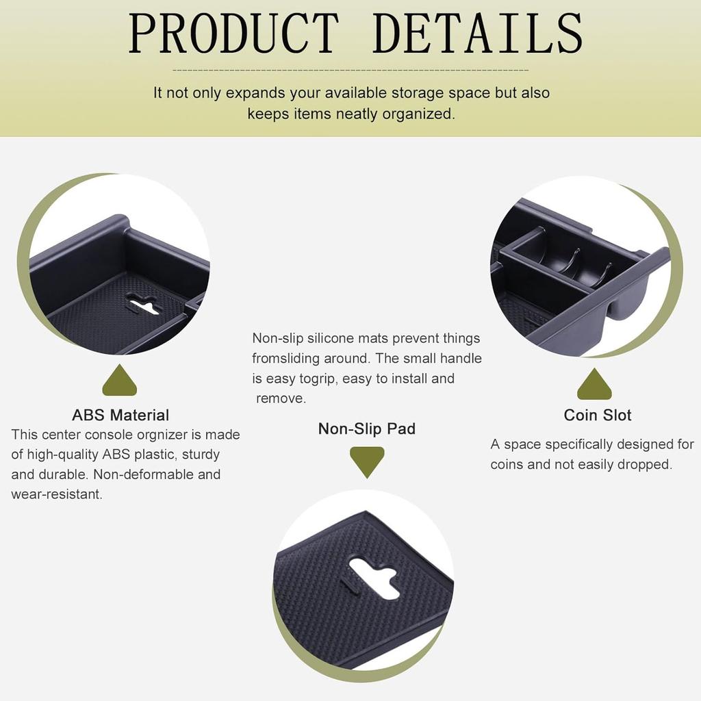 JDMCAR Center Console Organizer Tray Compatible With Toyota Tacoma Accessories 2016- , Armrest Ert Container ABS Material Secondary Storage Box