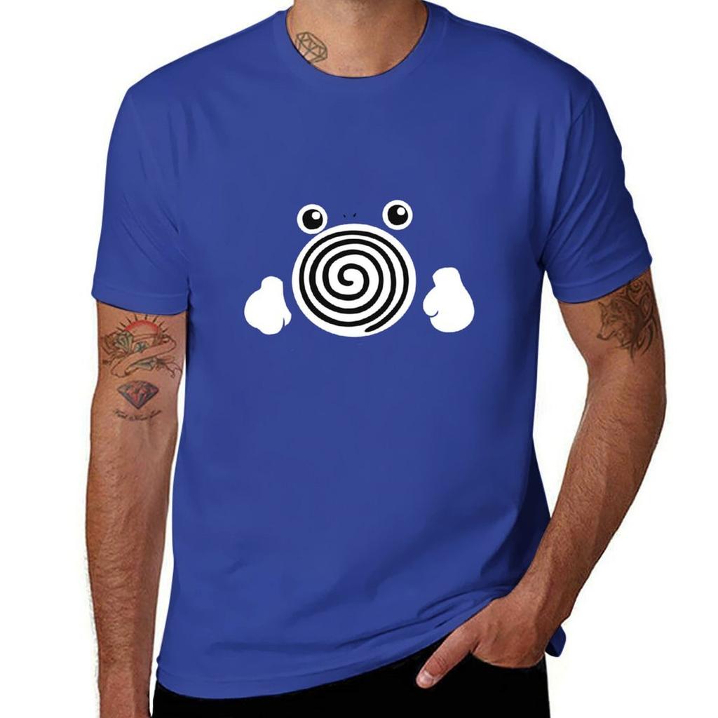 Minimalistisches Poliwhirl T-Shirt, koreanische Mode, Schwergewichte, schnelltrocknende Oberteile in Übergrößen, Herrenbekleidung