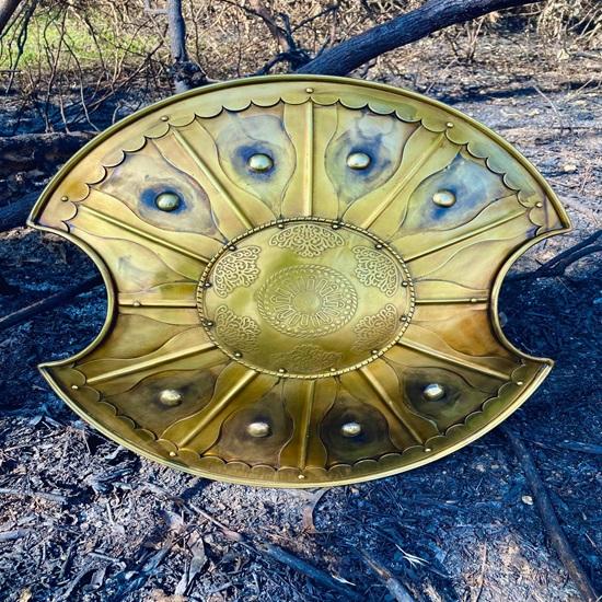 60.96 Cm Medieval Troy Trojan Shield, Hand Carved Battle Round Shield, Ancient Greek Metal Shield, Role Cosplay Play Trojan Shield, Gift For Halloween