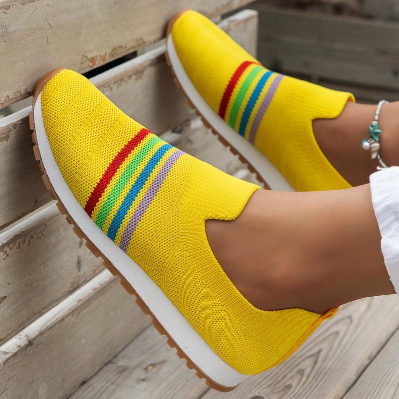 Large-size Fly-woven Single Shoes, Casual Flat-soled Sports Shoes, Comfortable and Lightweight, Foreign Trade Lazy One-pedal Single Shoes