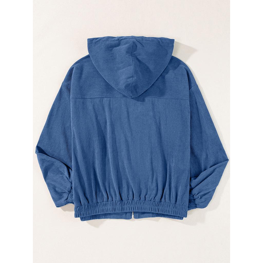 Veste de couleur ample et confortable pour femme Veste à capuche en velours côtelé à manches longues