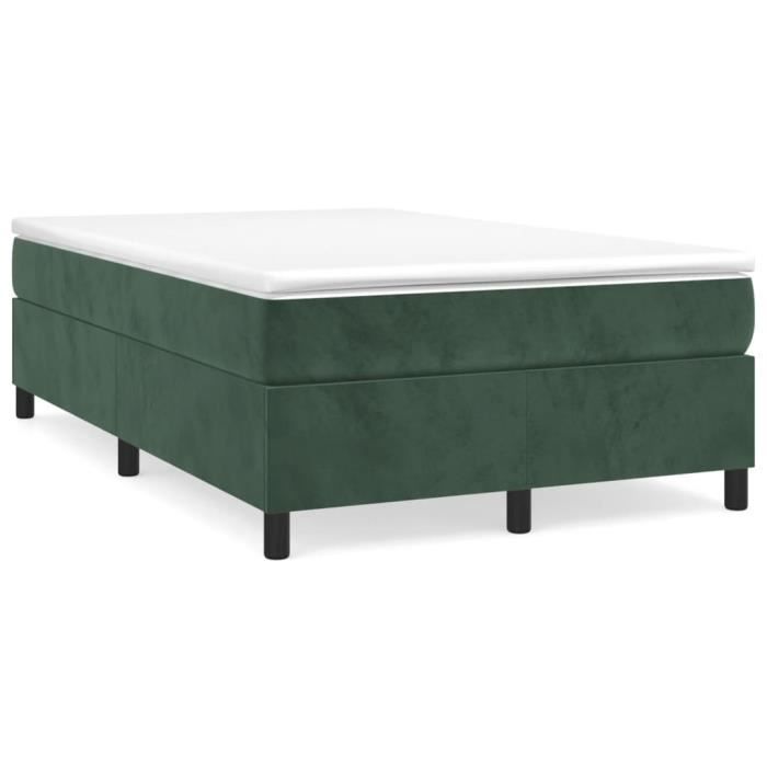 3144672 vidaXL Lit à sommier tapissier et matelas Vert foncé 120x200cm Velours