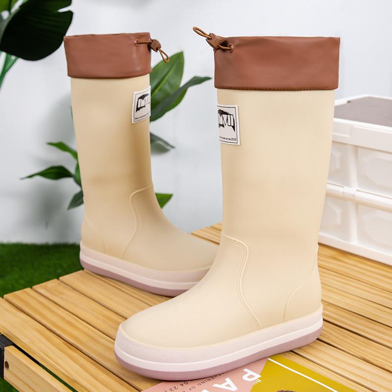 Rain Shoes Women's Fashion Outer Wear Soft-soled Waterproof Shoes New Rubber Shoes Non-slip High Rain Boots Women's Outdoor Camping