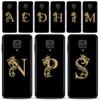 Shell For Xiaomi Redmi Note 11 10 9 8 7 Pro Max 9T 8T 9S Case for Redmi 10 9 8 9C 9A 8A 7A Luxury Golden yellow Crown Letter A-Z