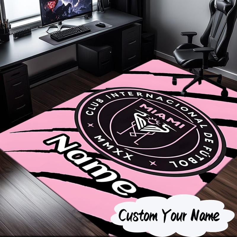 Custom Name International Miami Football Club Rug Game Carpet, Floor Mat for Bedroom Living Room Entryway Rug, Home Decor Gift for Christmas birthday