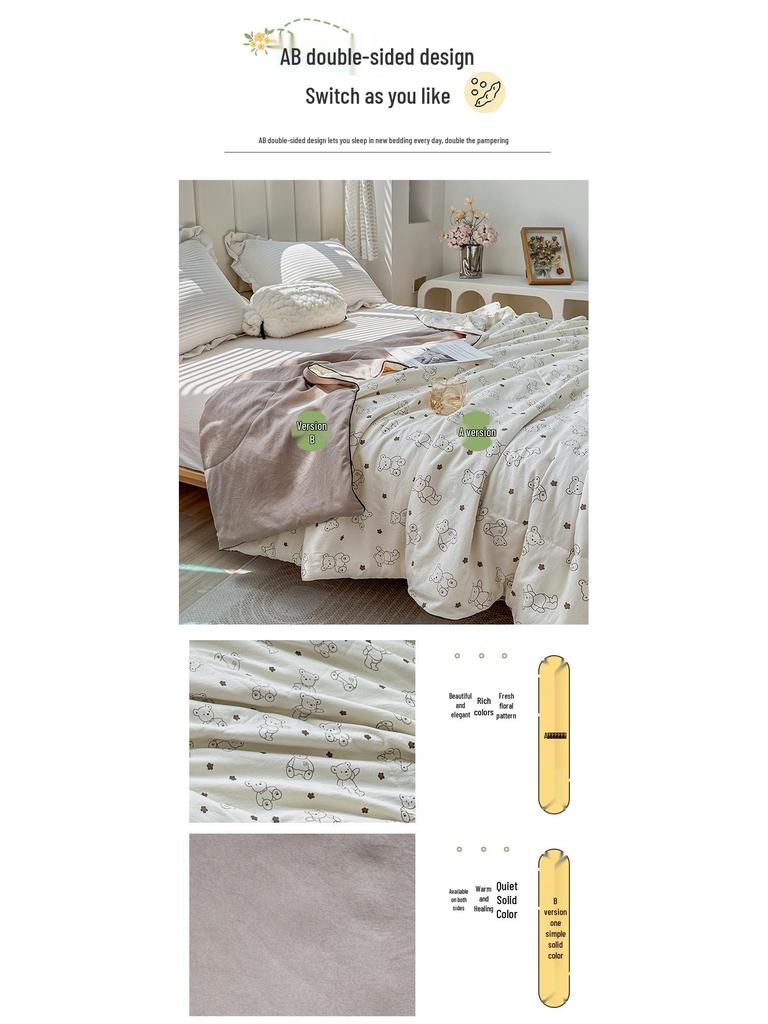 Double Layer Gauze Summer Quilt: Soft, Machine Washable, Class A for Mother and Baby