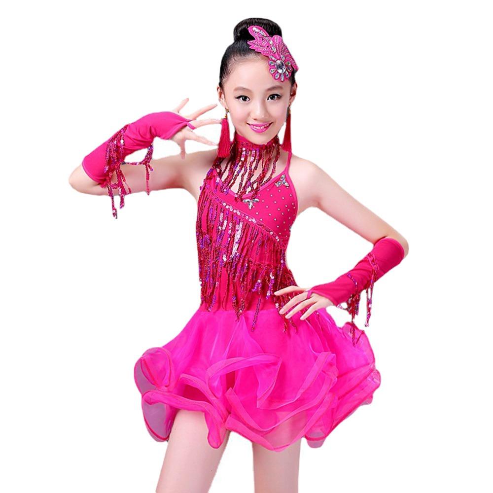 Tassel Kids Latin Dance Dress Professional Dance Performance Outfits Stage Costume  Children Girls