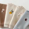 Fleece Lined Baby Clothes Sets for Autumn Winter Cute Cute Embroidered Sweatshirt + Pant Kids Tracksuits
