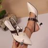 Fashion Elegant Pointed Toe Sling Back Pumps Women 2025 Summer Metal Decoration High Heel Pumps French Retro Party Dress Shoes Size 42