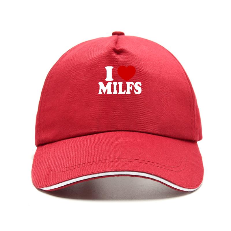 Ich liebe MILFS Ich liebe heiße Mütter Aufdruck Baseballkappe Lässig Unisex Damenhut verstellbar Sommer Truckerhüte Gorras