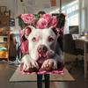 Pink Pitbull,pattern Flannel Blanket, High quality Comfortable for All Seasons, Home Decor, Warmth and Comfort, Perfect for Gifts.
