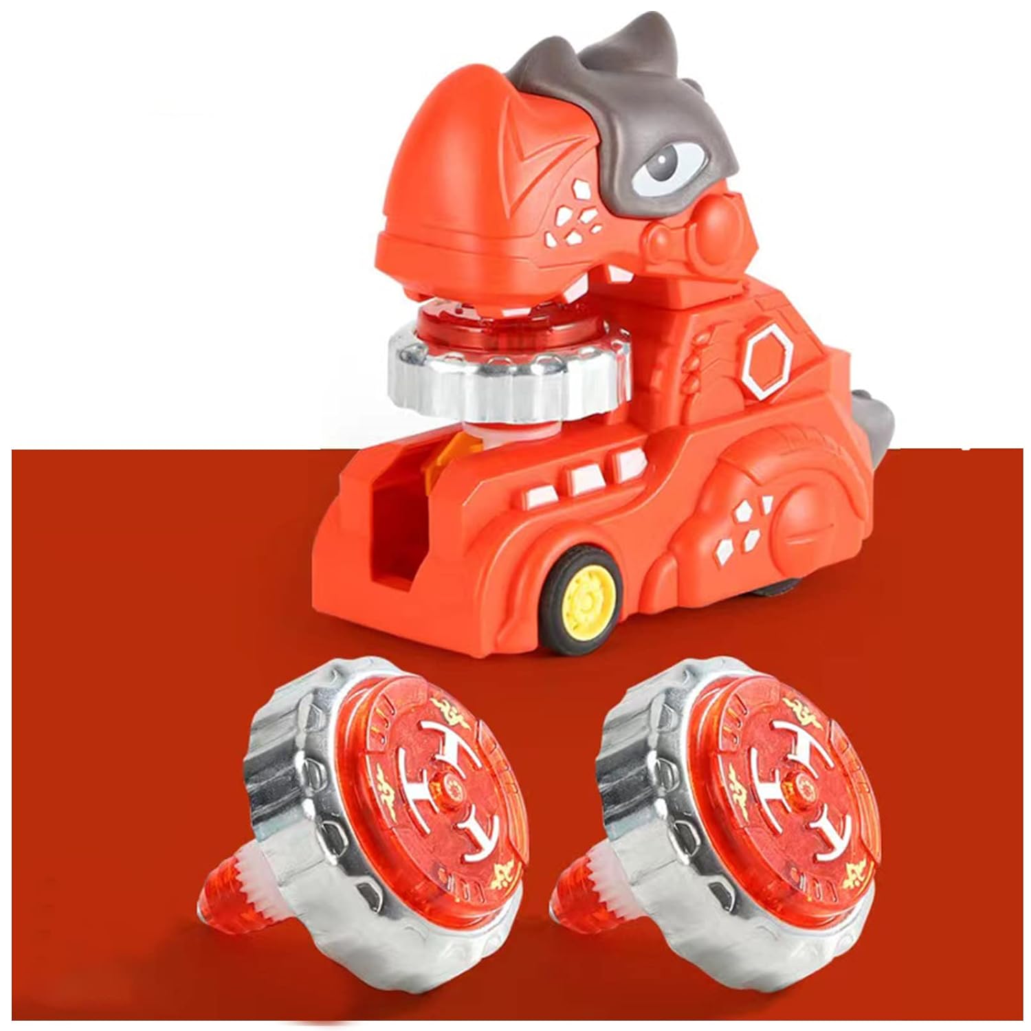 

Игрушечная машинка-динозавр, новая игрушечная машина-гироскоп-динозавр, пусковая установка для гироскопа-динозавра. Детская игрушечная машина с подсветкой, подходит для детских игрушек старше 3 лет. 13.8*11.3*7cm красный