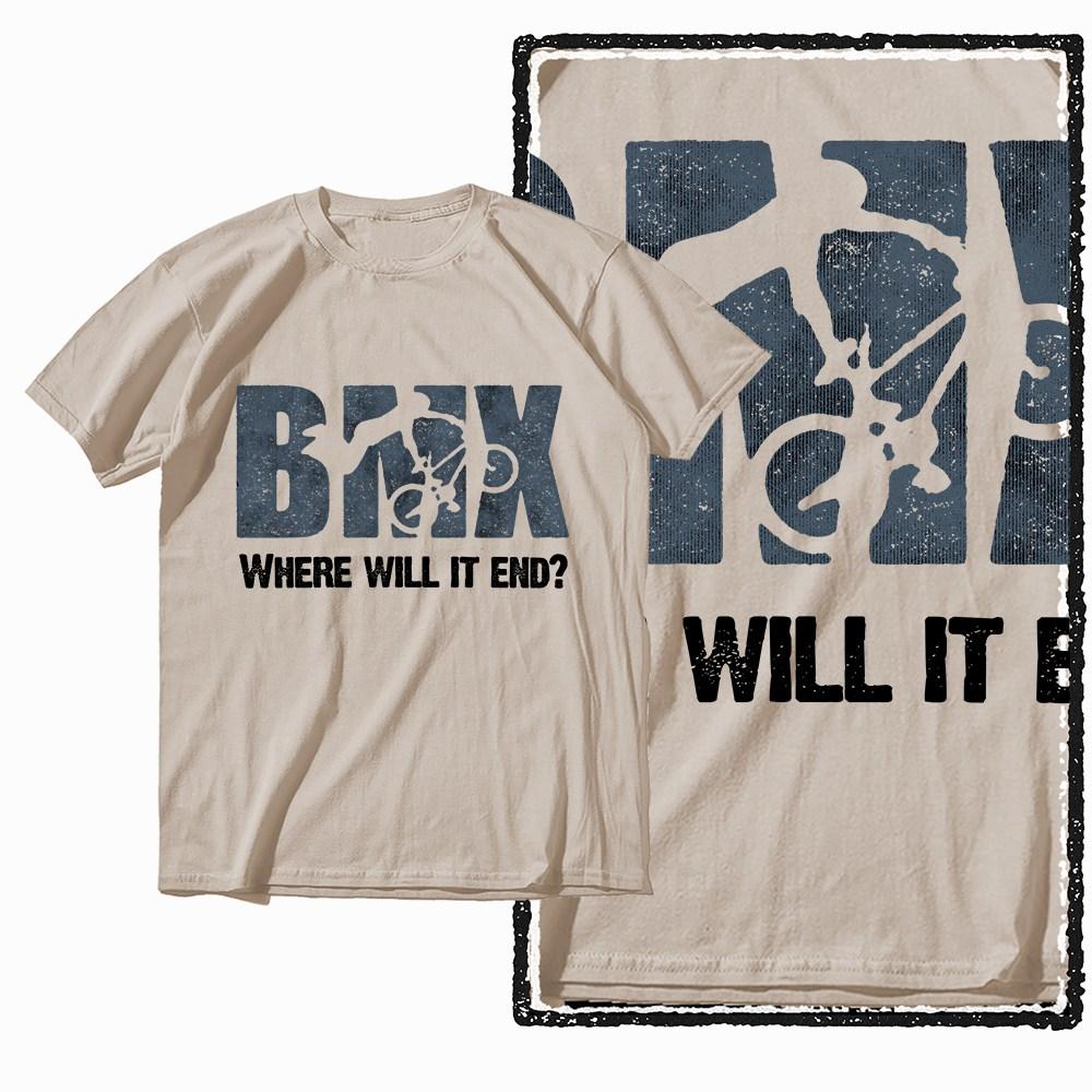 G47 Beige Vintage Streetwear Cotton  Men's BMX Bicycle Printed Graphic T-shirt |  Big Size Cool O-neck Men's Tee Tshirt