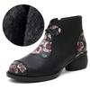 GKTINOO Ethnic Style Mother Shoes Genuine Leather Women's Short Boots  2025 Autumn Winter Round Toe Soft Sole Thick Heels Boots
