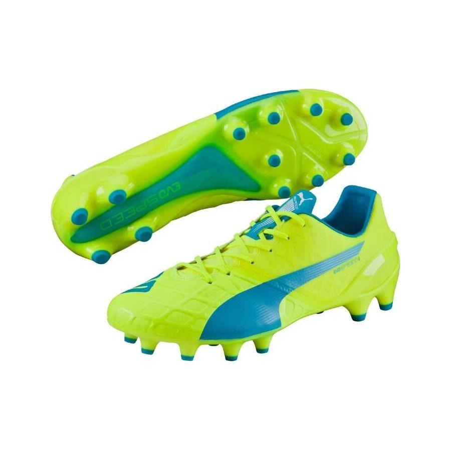 PUMA FG Firm Ground Abrasion Resistant Soccer Shoes Men's Green Blue 103264-04