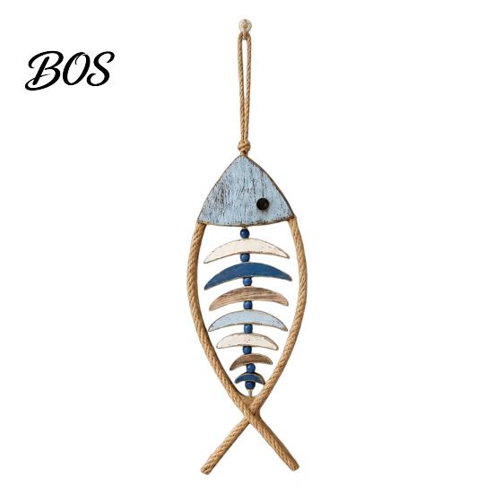 Wear Resistant Courtyard Pendant Wooden Fish Wall Hanging With/Without LED Light, Nautical Decor, Coastal Theme Fishbone Crafts for Garden Decoration