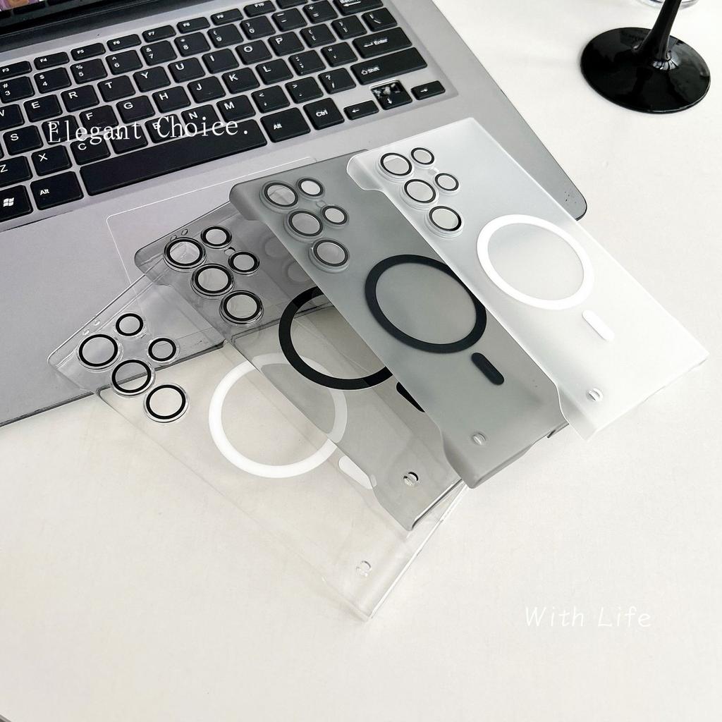 Ultra thin Frameless Suitable for Samsung S25 Ultra Powerful Magnetic Phone Case S24 Skin Feeling Matte Hard Shell