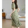 Chiffon Summer Dress for Womens Summer Latest Style Waist-hugging Slimming Floral Short-sleeved Skirt