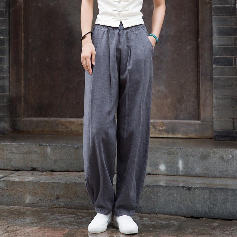 2025 Spring/Summer Women's Cotton Linen Slimming Lantern Pants - Sand Washed Loose Fit.