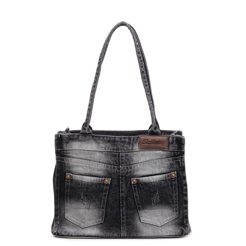 Fashion commuting Women big totes Washed denim female Handbag Large capacity Shoulder Bags Jeans Female Travel Shopping bag