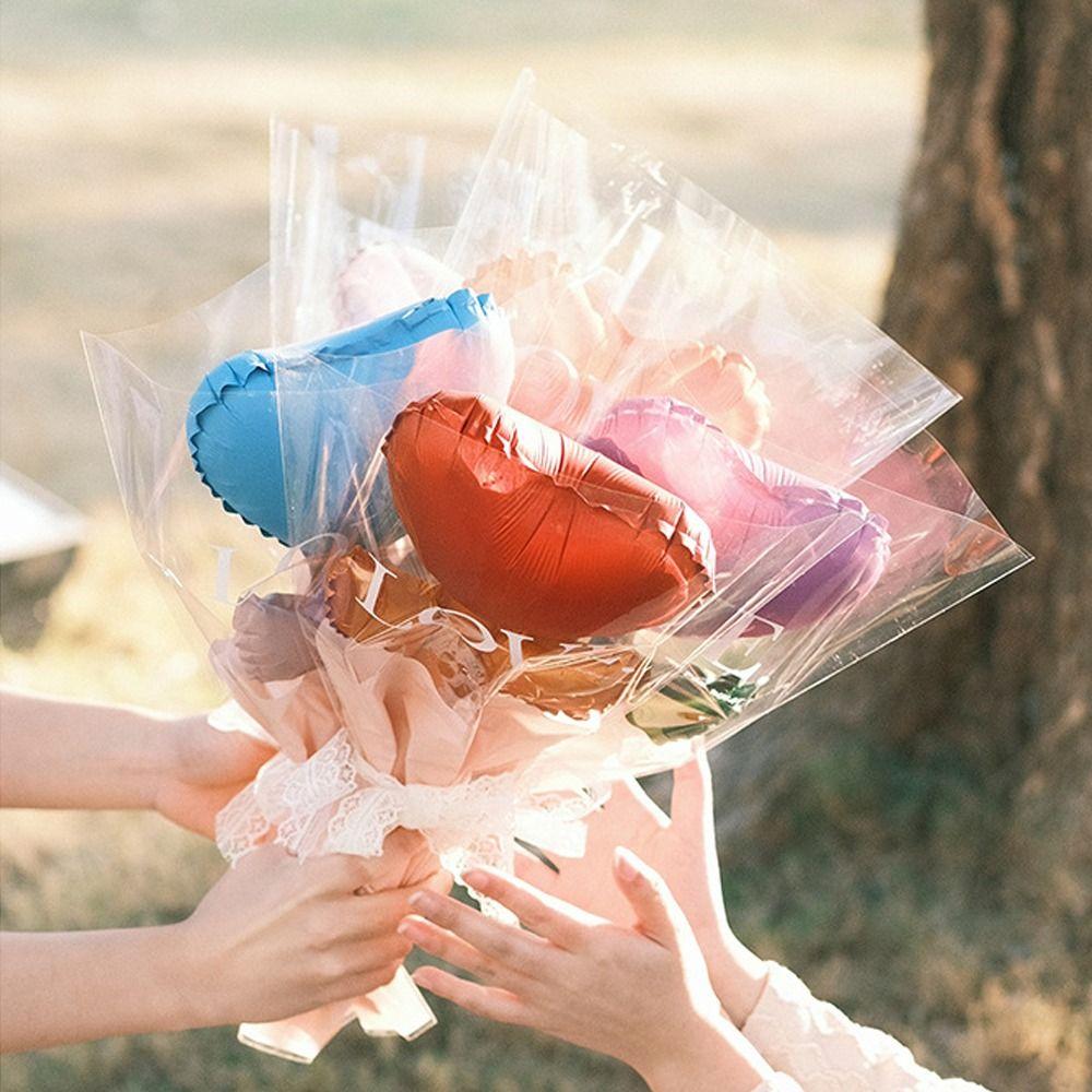 10pcs Colorful Heart Bouquet Foil Balloon Thickened Flower Balloons  Valentine's Day