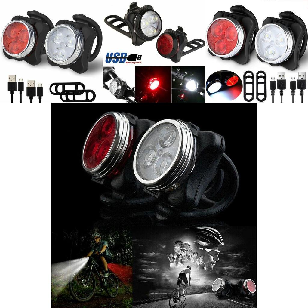 Usb Rechargeable Waterproof Ipx4 Bike Light Set For Safe Night Riding**