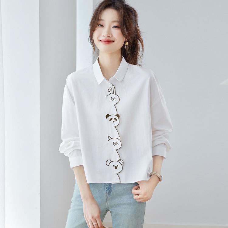 2025 Autumn Elegant Long Sleeve Lapel Shirt M белый