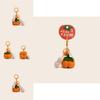 Handcrafted Crochet Persimmon Nut Keychain With Plush Material For Student Graduation Gift