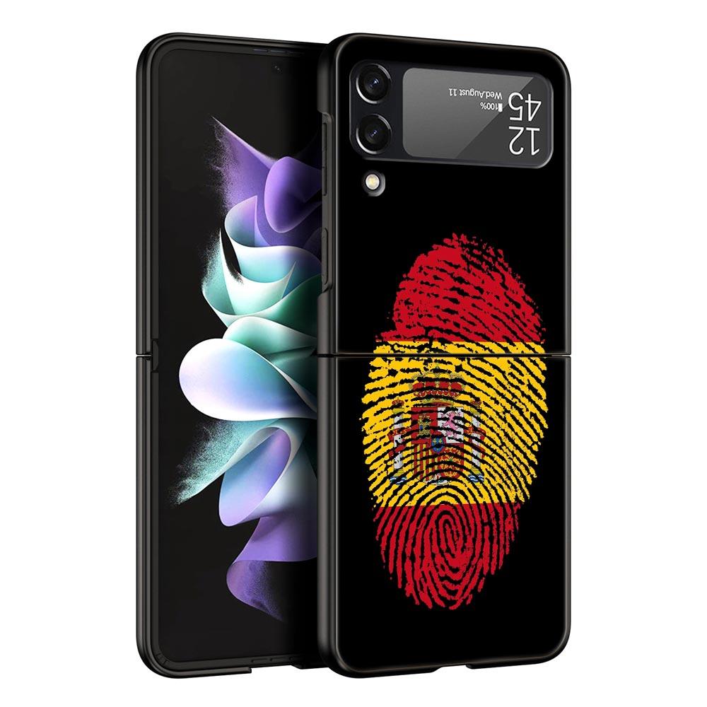 

Phone Case for Samsung Galaxy Z Flip 3 4 5 6 7 Folding Black Shell For Samsung Z Flip4 Flip5 PC Hard Cover Spain flag Galaxy Z Flip6