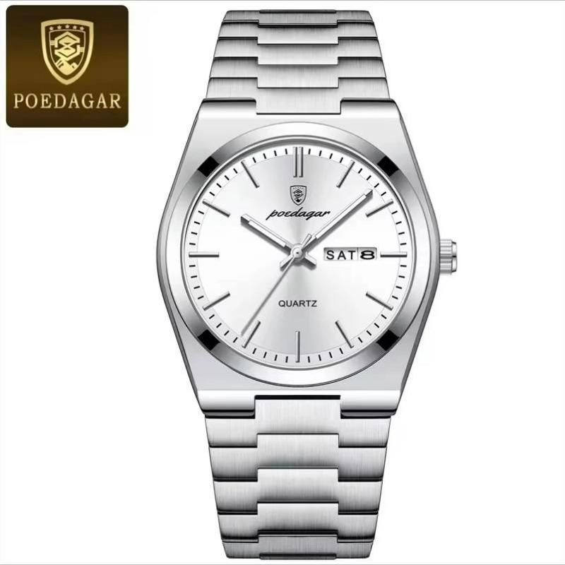 Fashion Quartz Ladies Watch Stainless Steel Date Week Woman's Wristwatch Waterproof Luminous Business Watches For Men Couples